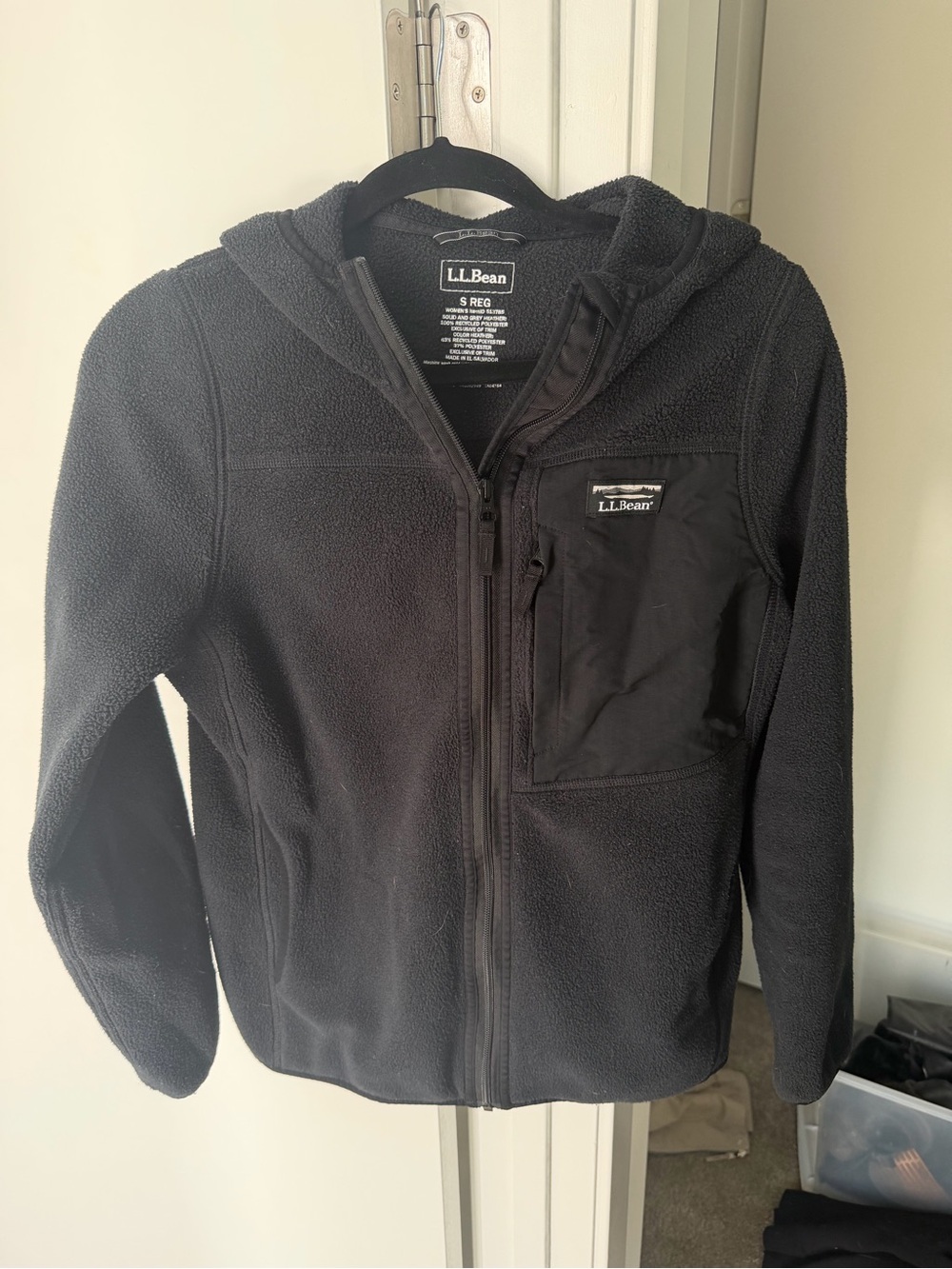 L.L. Bean Women's Black Hooded Fleece Jacket